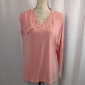 Chic Peach V-Neck Long Sleeve Top